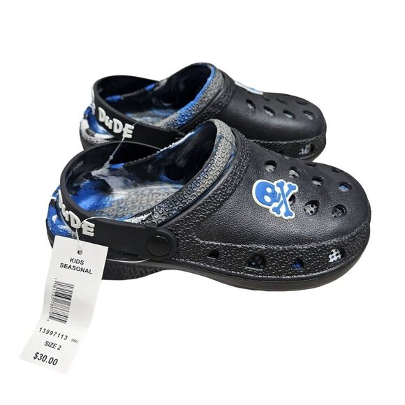Brand unknown Kids Cool‎ Dude Skull Clogs  Black & Blue Slip-On Shoes Rubber - Picture 1 of 6